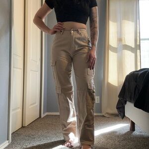 SHEIN Women's Tan Straight Leg Cargo Pants